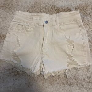 White jean shorts